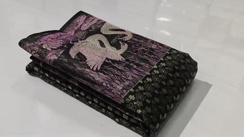 Black Kanchipuram Handloom 1G Gold Pattu Silk Meenakari Saree