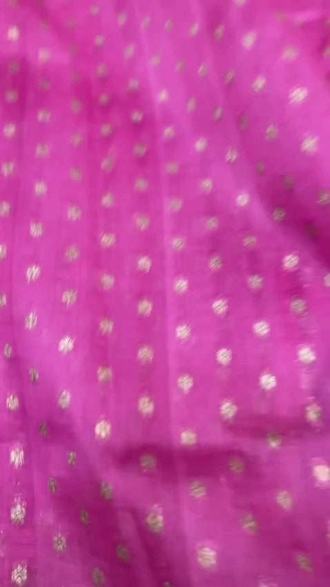 Hot Pink Banarasi Handloom Kora Organza Silk Saree