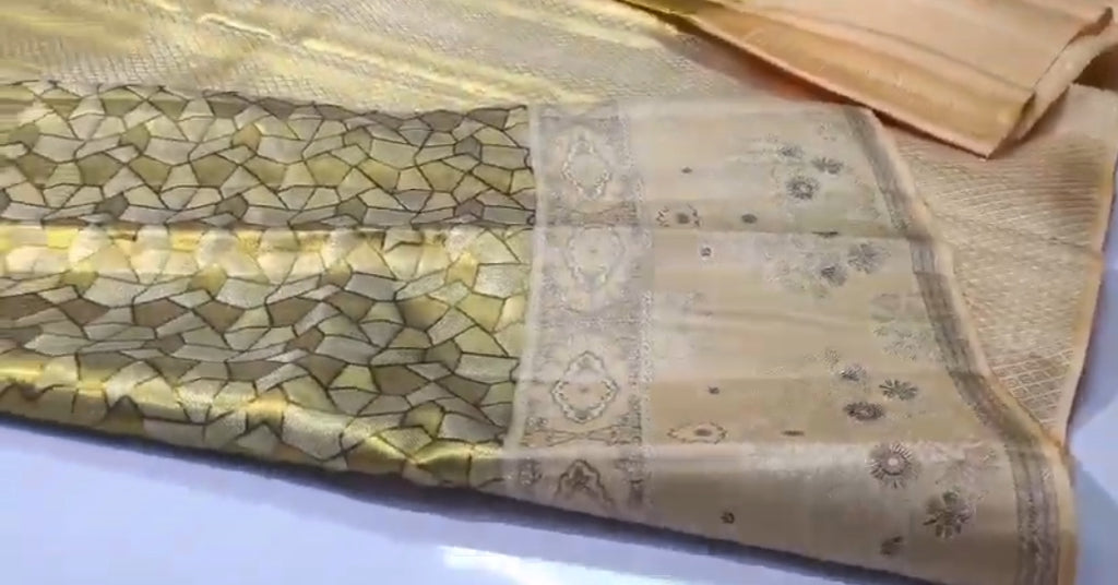 Olive Kanchipuram Handloom Tissue Brocade Silk Saree
