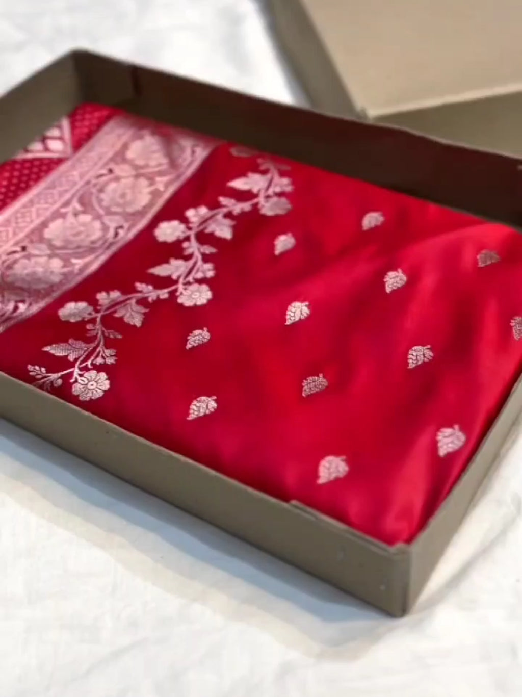 Red Banarasi Mashru Soft Silk Saree