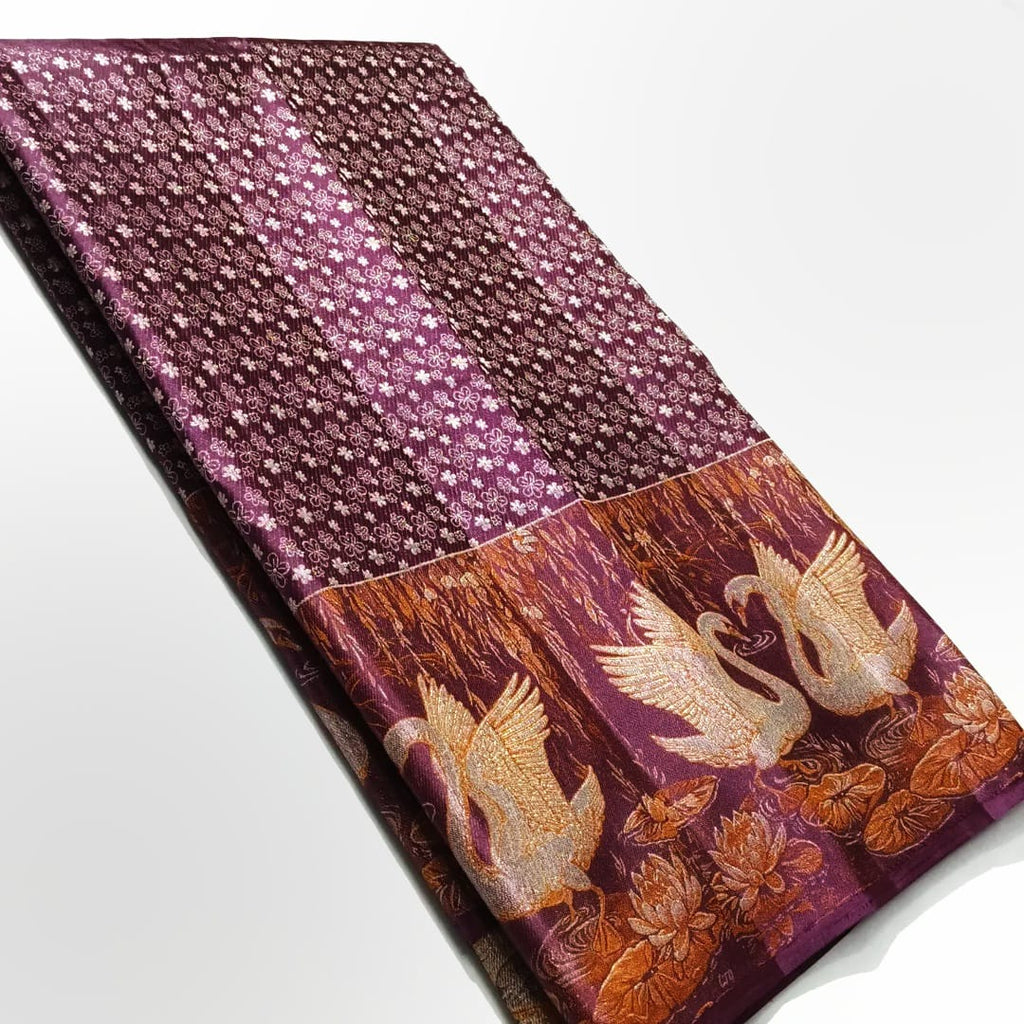 Lilla Kanchipuram Håndvæv 1G Guld Pattu Silk Meenakari Saree