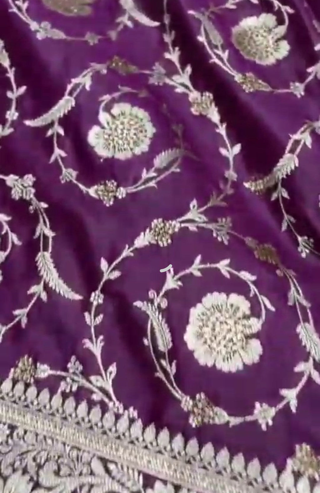Purple Banarasi Satin Katan Silk Swarovski Jangla Saree