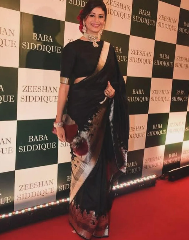 Black Banarasi Handloom Katan Silk Kashi Ghat Meenakari Saree