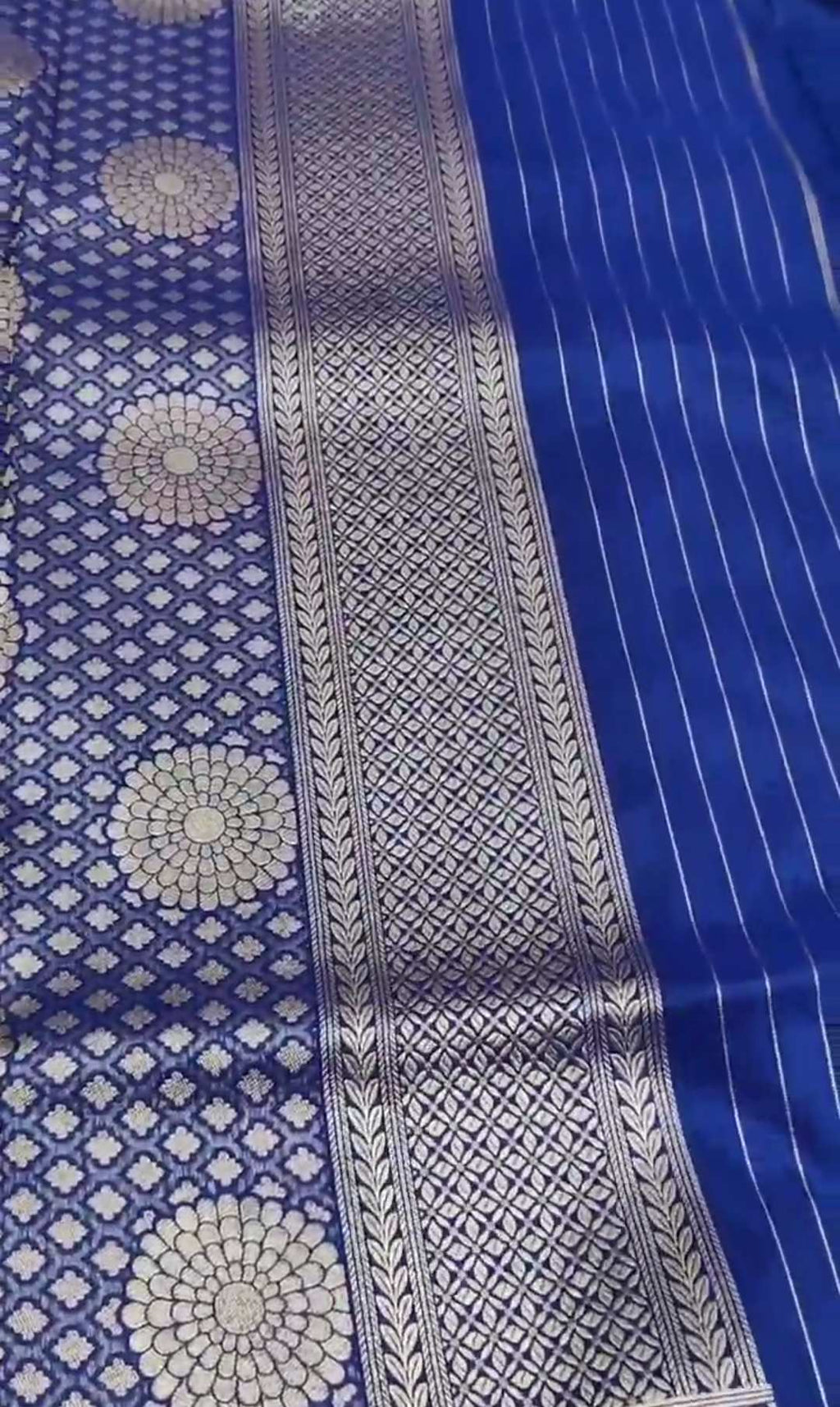 Royal Blue Banarasi Håndvæv Katan Silk Meenakari Saree
