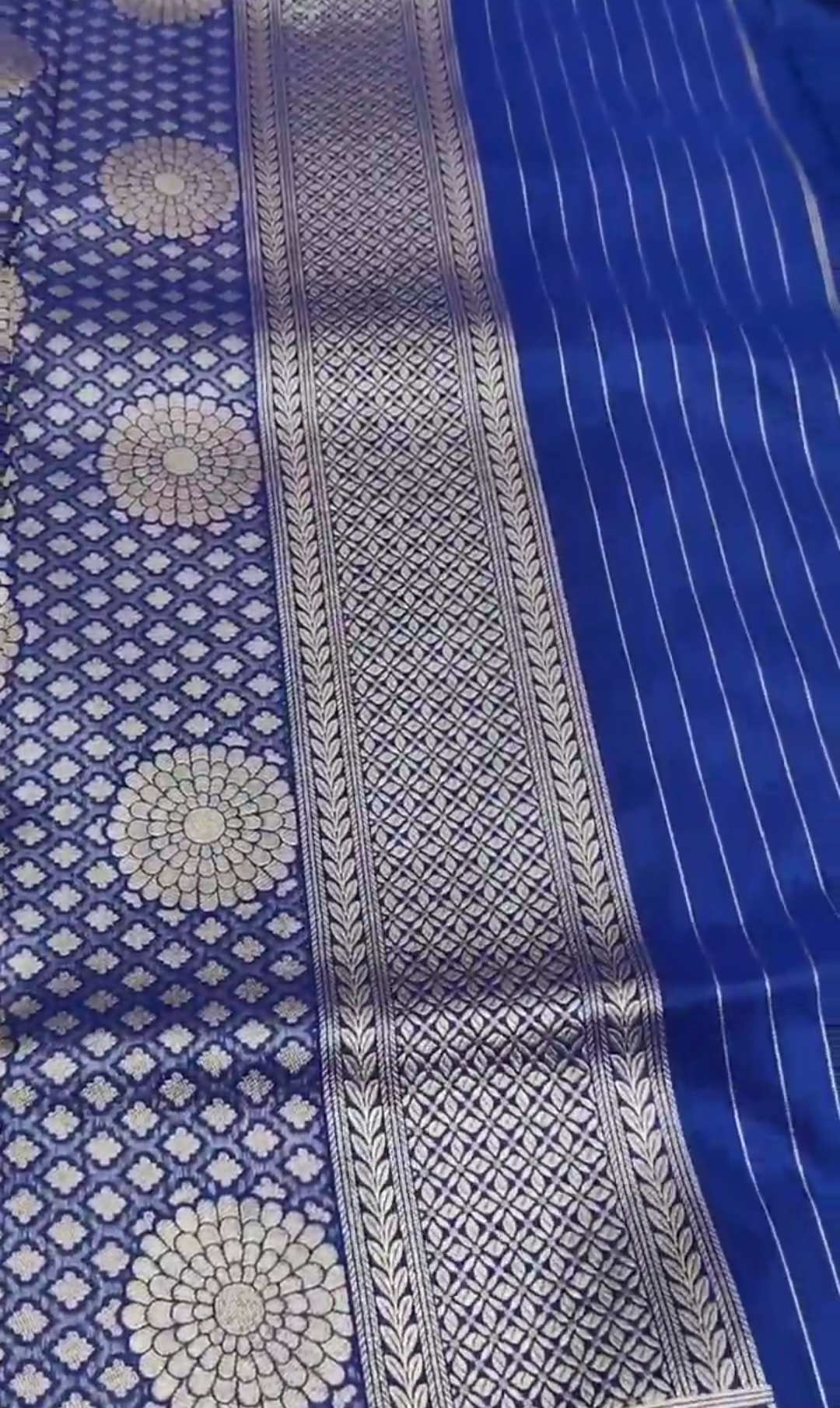 Royal Blue Banarasi Håndvæv Katan Silk Meenakari Saree