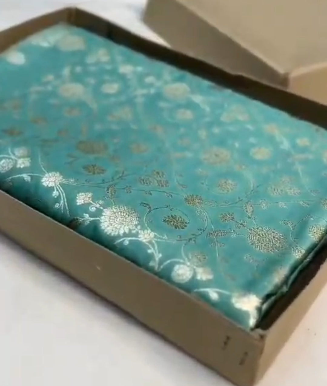 Sea Green Banarasi Mashru Soft Silk Jangla Saree