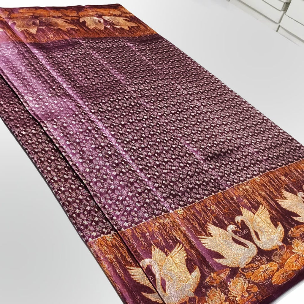 Lilla Kanchipuram Håndvæv 1G Guld Pattu Silk Meenakari Saree