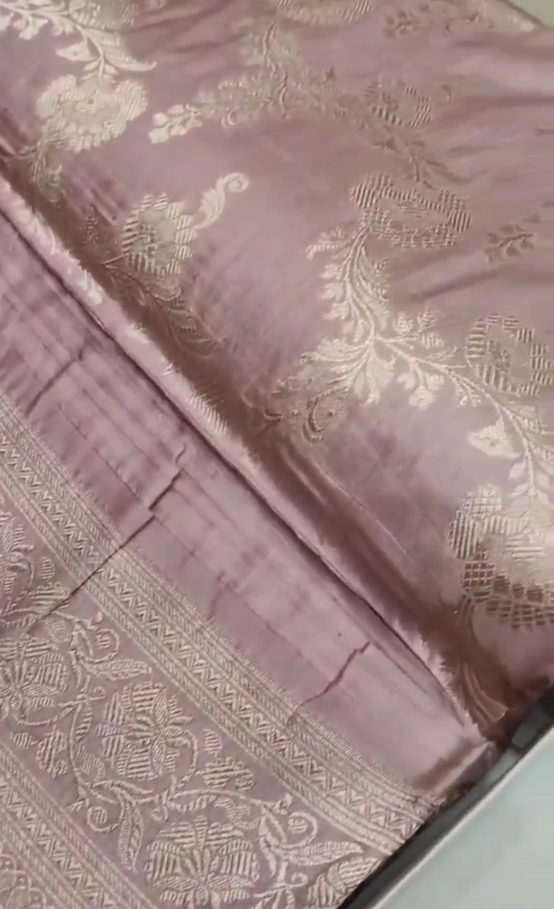 Pinkish Beige Banarasi Handloom Katan Silk Saree