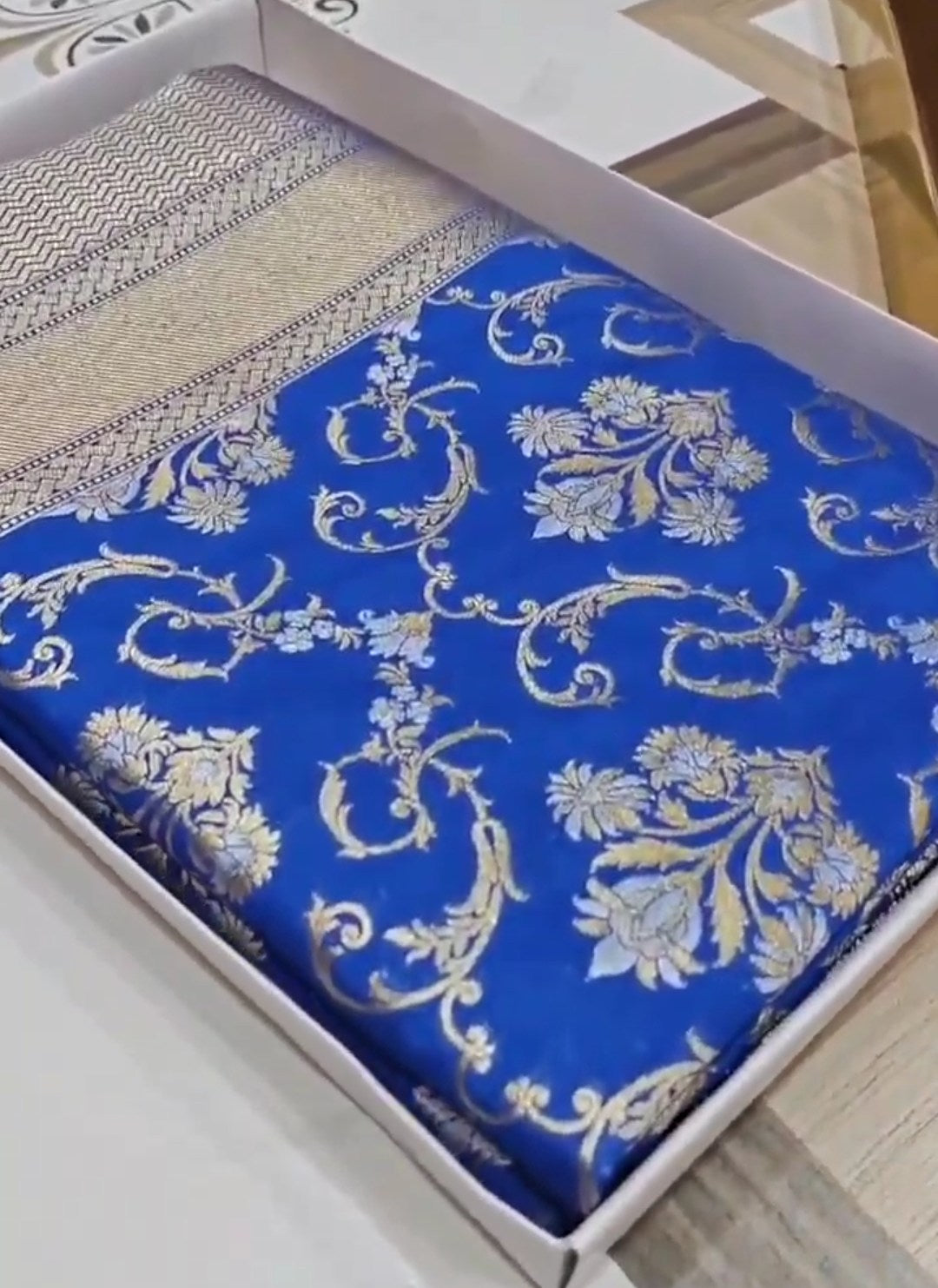 Royal Blue Banarasi Semi Katan Silk Sona Rupa Saree