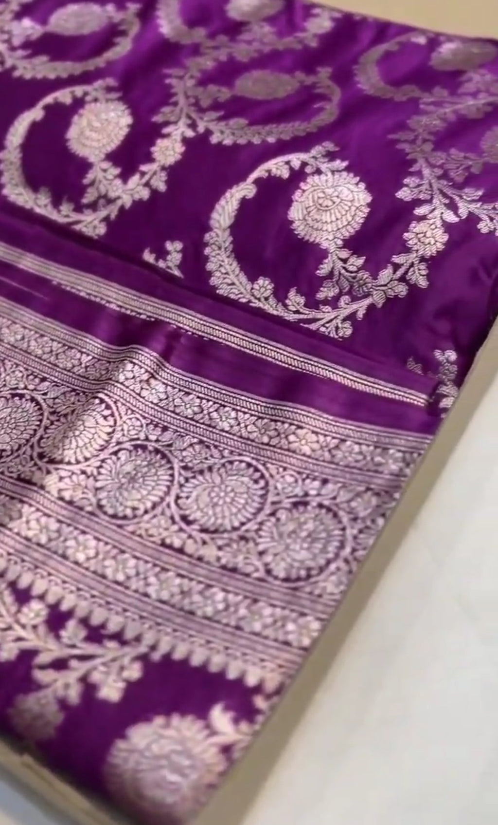 Lilac Banarasi Mashru Soft Silk Saree