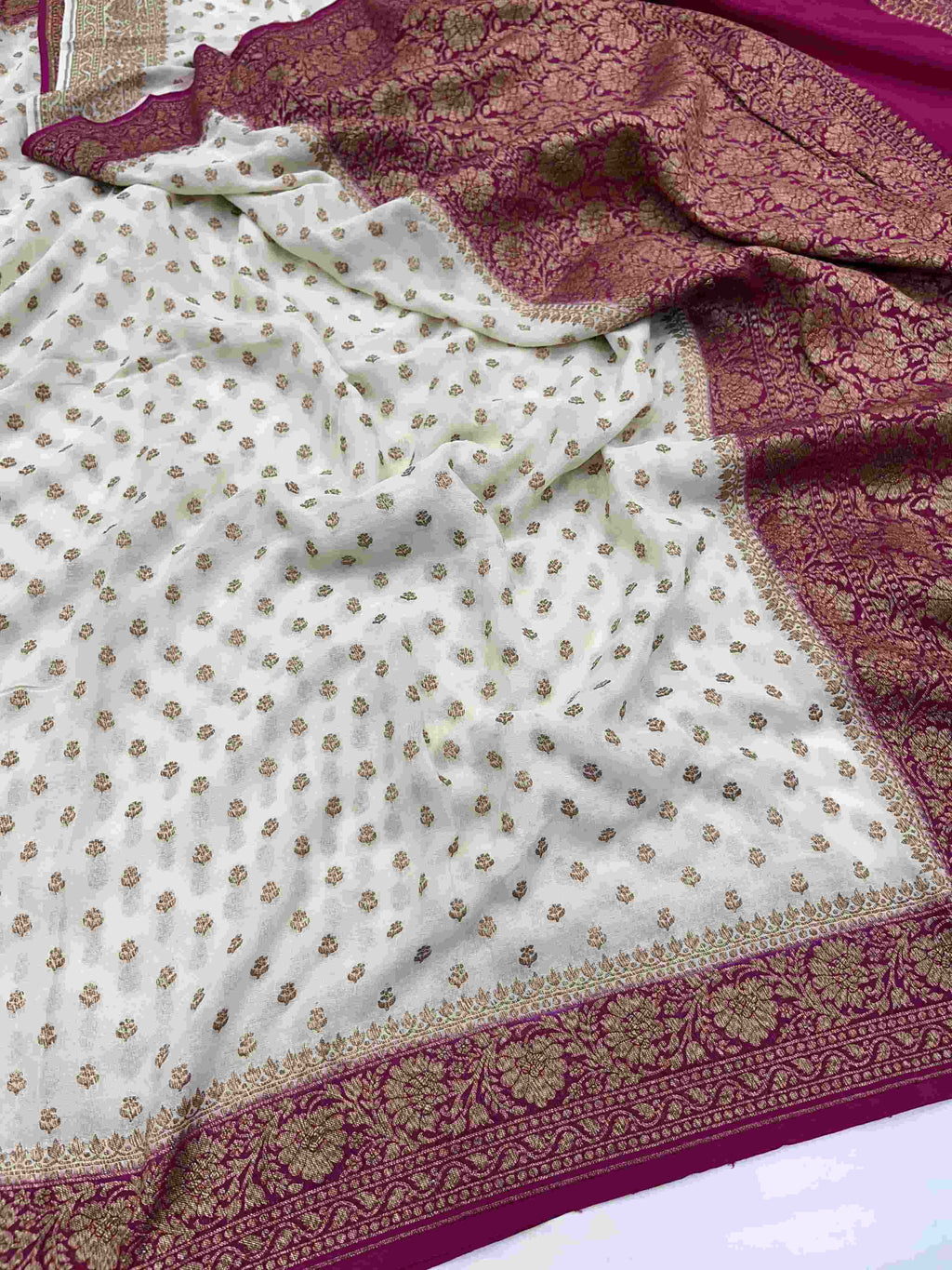 Pink Banarasi Handloom Antique Zari Georgette Silk Saree