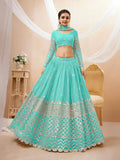 Designer Sky Blue Lehenga Choli with Soft Net Dupatta