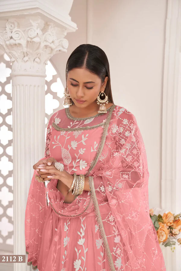 Designer Rose Pink Thread & Sequin Lehenga
