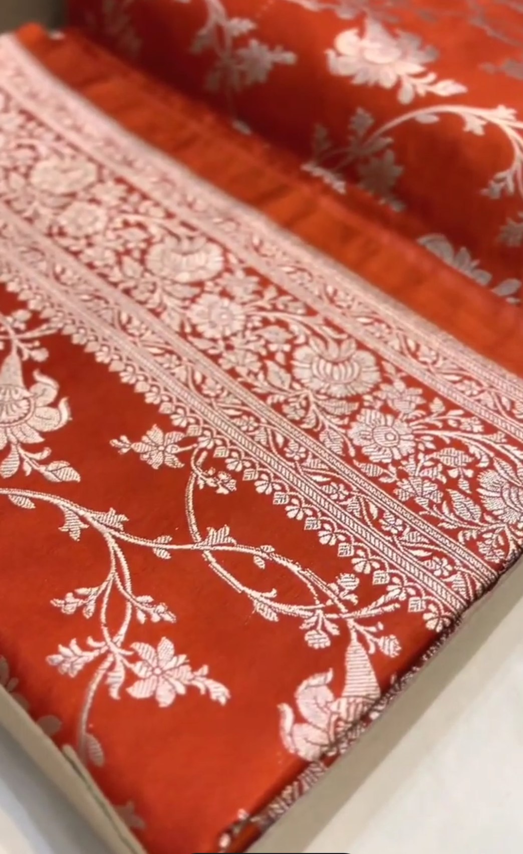 Red Banarasi Mashru Soft Silk Saree