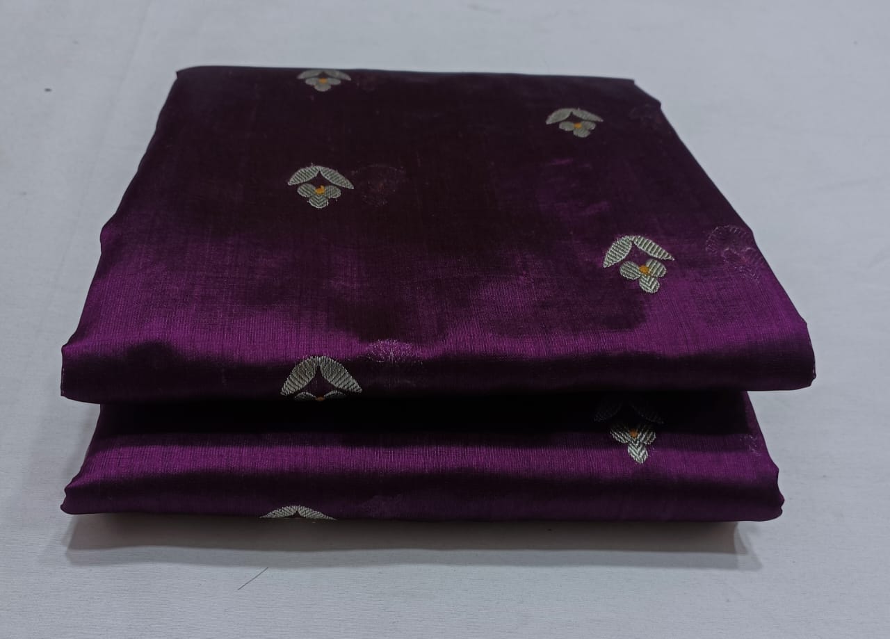 Lilac Chanderi Handloom Pattu Silk Eknal Buttas Saree