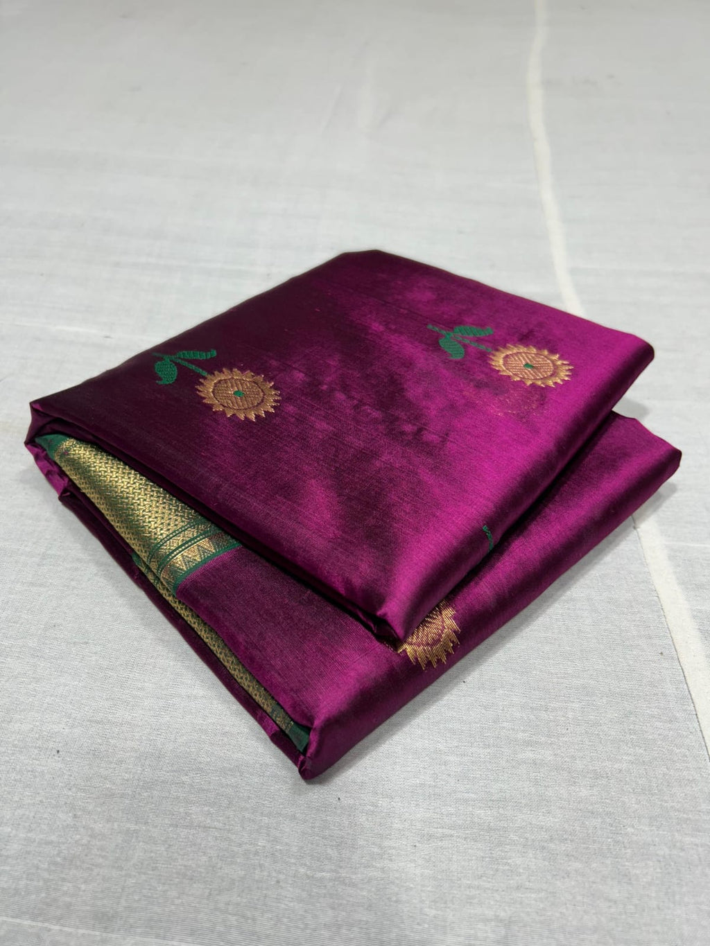 Magenta Chanderi Handloom Pattu Silk Meenakari Nakshi Saree