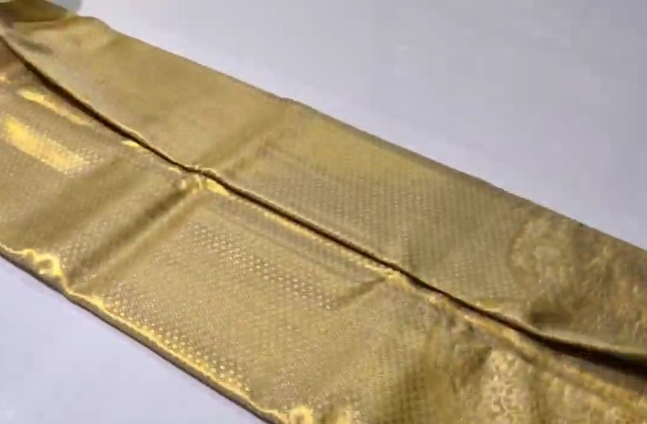Gold Kanchipuram Handloom Tissue Brocade Silk Saree