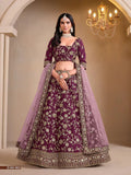 Elegant Wine Art Silk Lehenga Choli with Embroidery