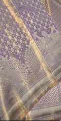 Lavender Kanchipuram Handloom Tissue Brocade Silk Saree
