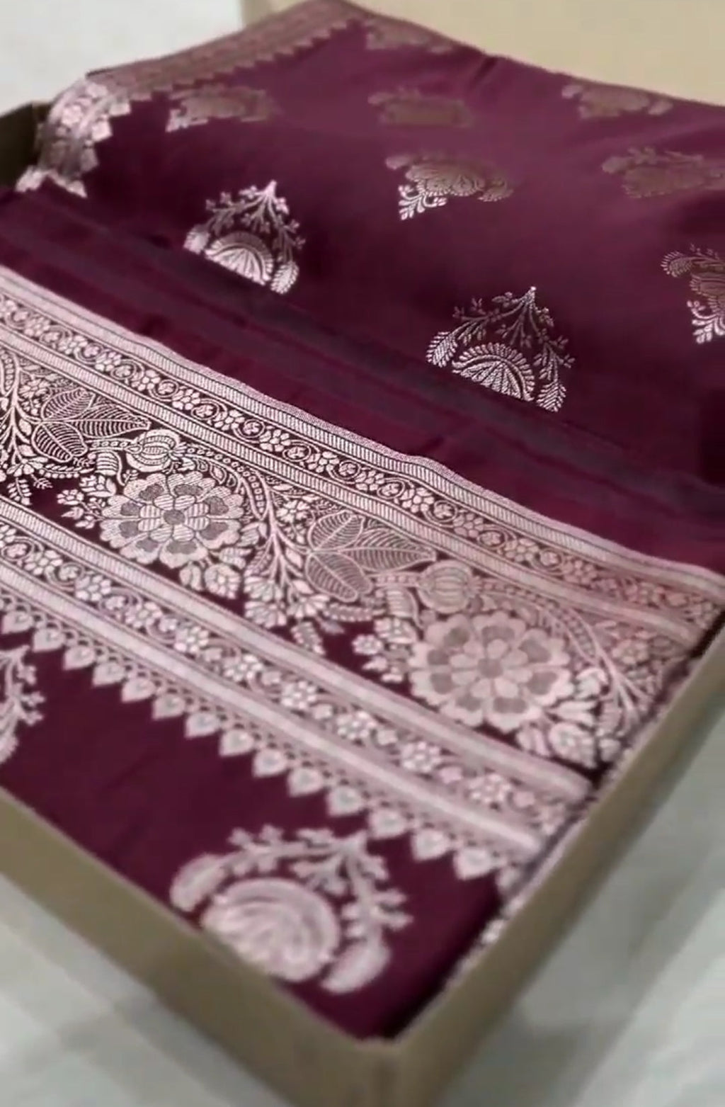 Maroon Banarasi Mashru Soft Silk Saree