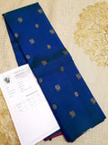 Dark Blue Kanchipuram Handloom 3G Pure Gold Pattu Silk Saree