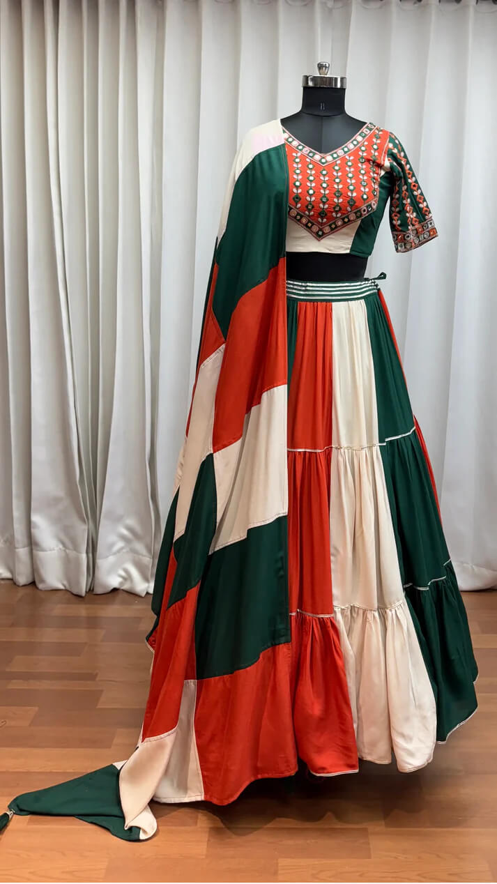 Multi Color Lehenga Choli with Kutchi & Mirror Work