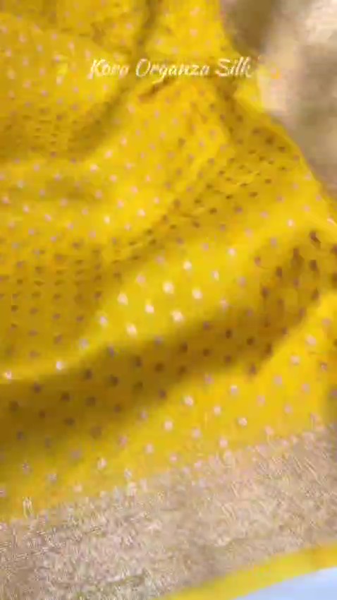 Yellow Banarasi Handloom Kora Organza Silk Saree