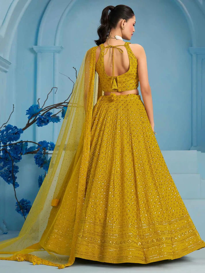Yellow Lehenga with Sequins Work & Dupatta