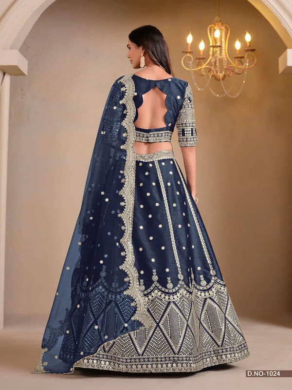 Festive Navy Blue Thread & Sequins Lehenga Choli