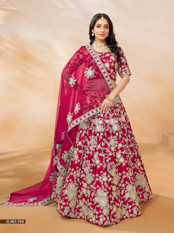 Designer Red Thread & Sequins Art Silk Lehenga