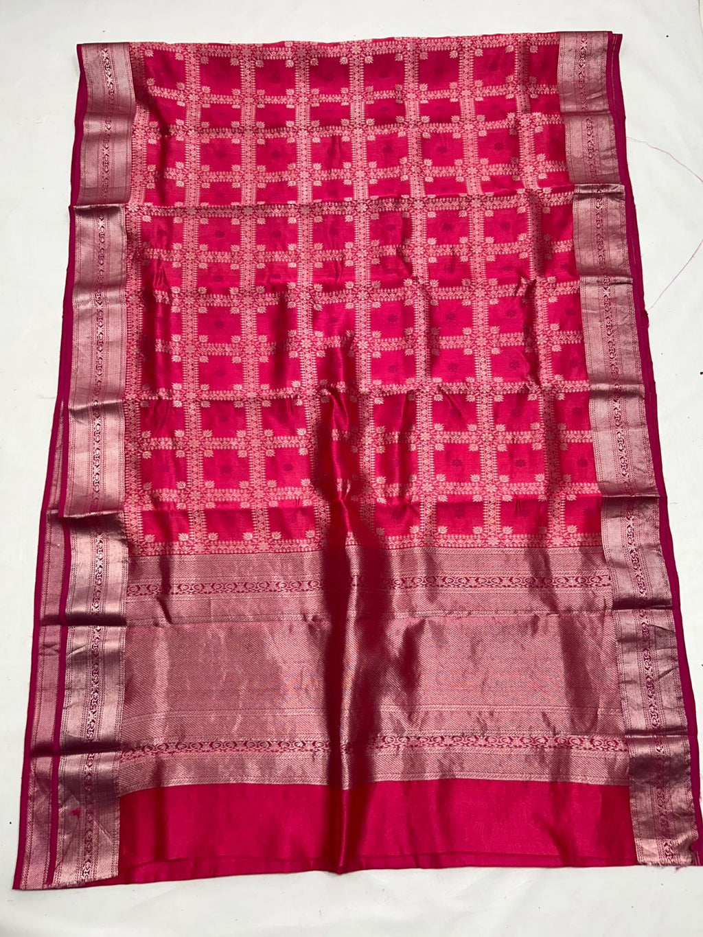Rani Pink Chanderi Handloom Pattu Silk Saree