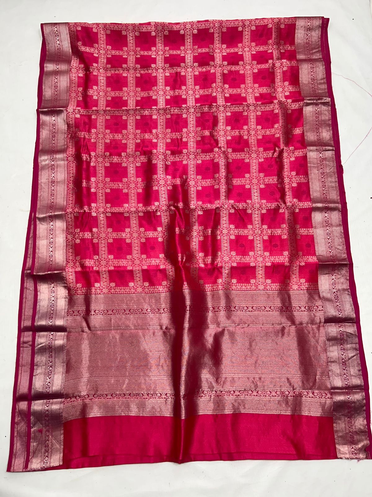 Rani Pink Chanderi Handloom Pattu Silk Saree