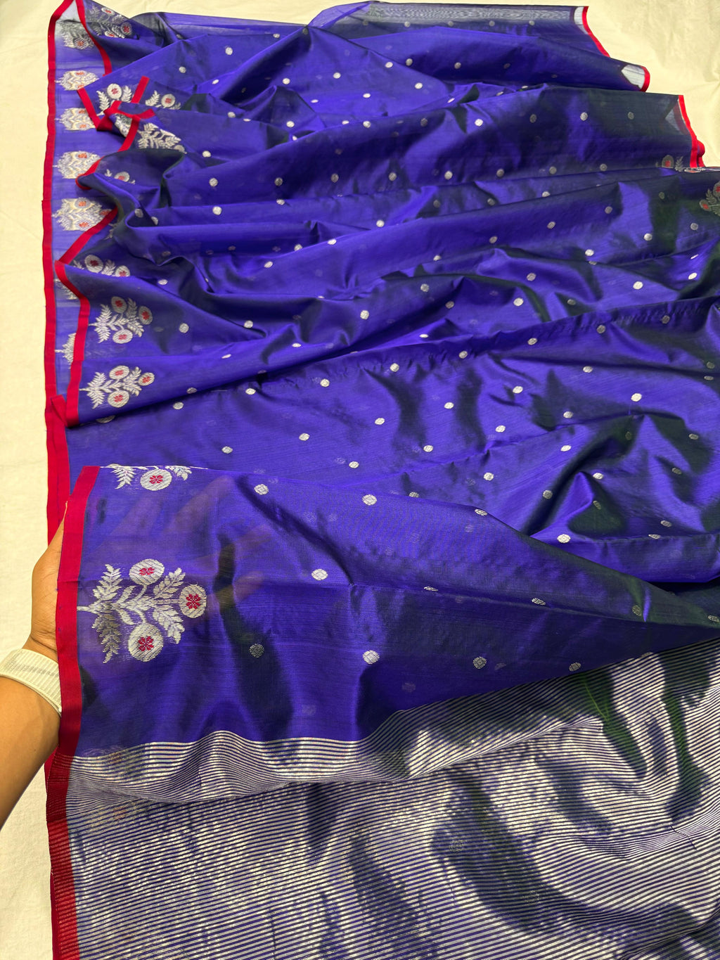 Lilac Chanderi Handloom Pattu Silk Meenakari Saree