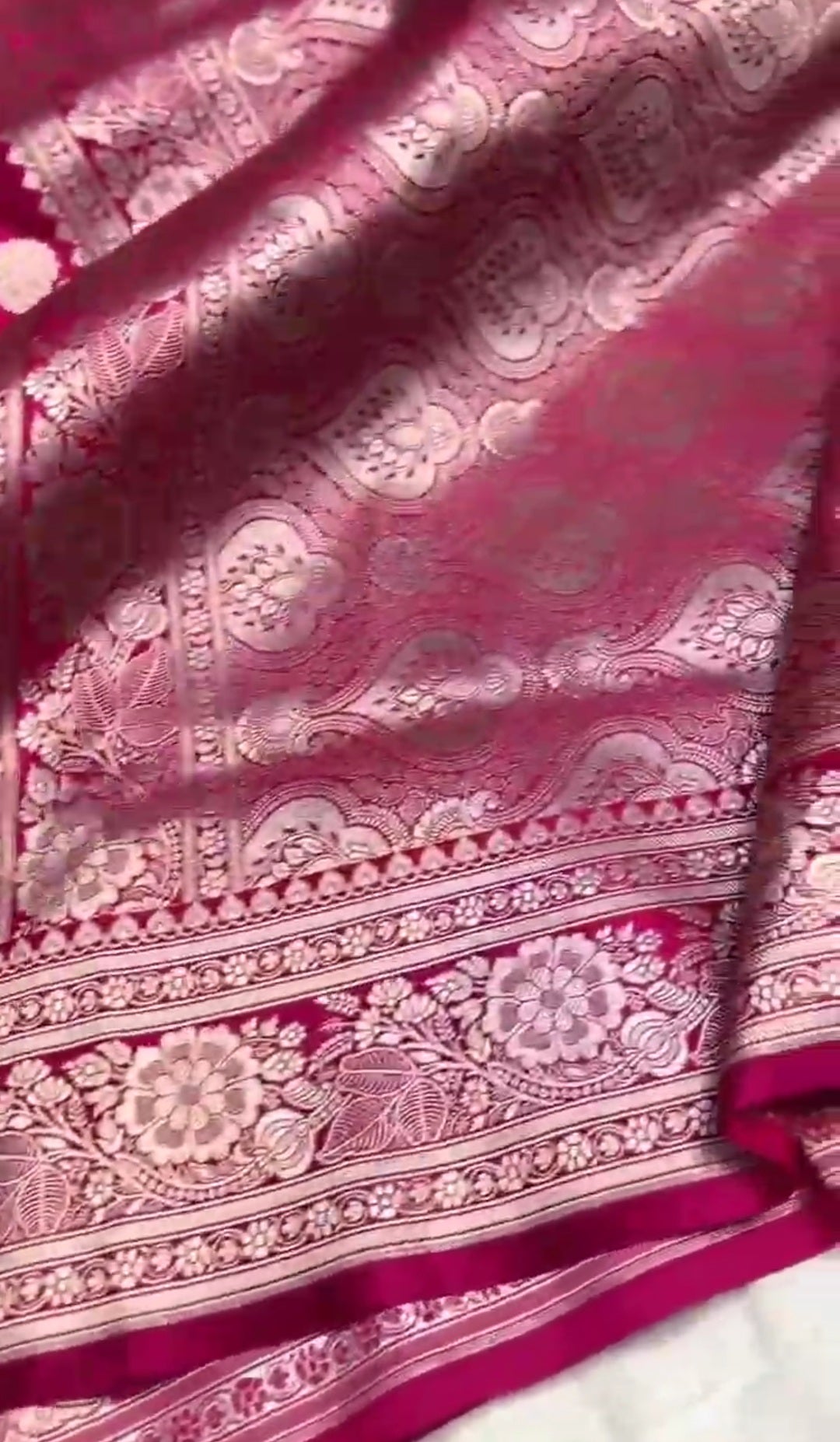 Hot Pink Banarasi Mashru Soft Silk Saree