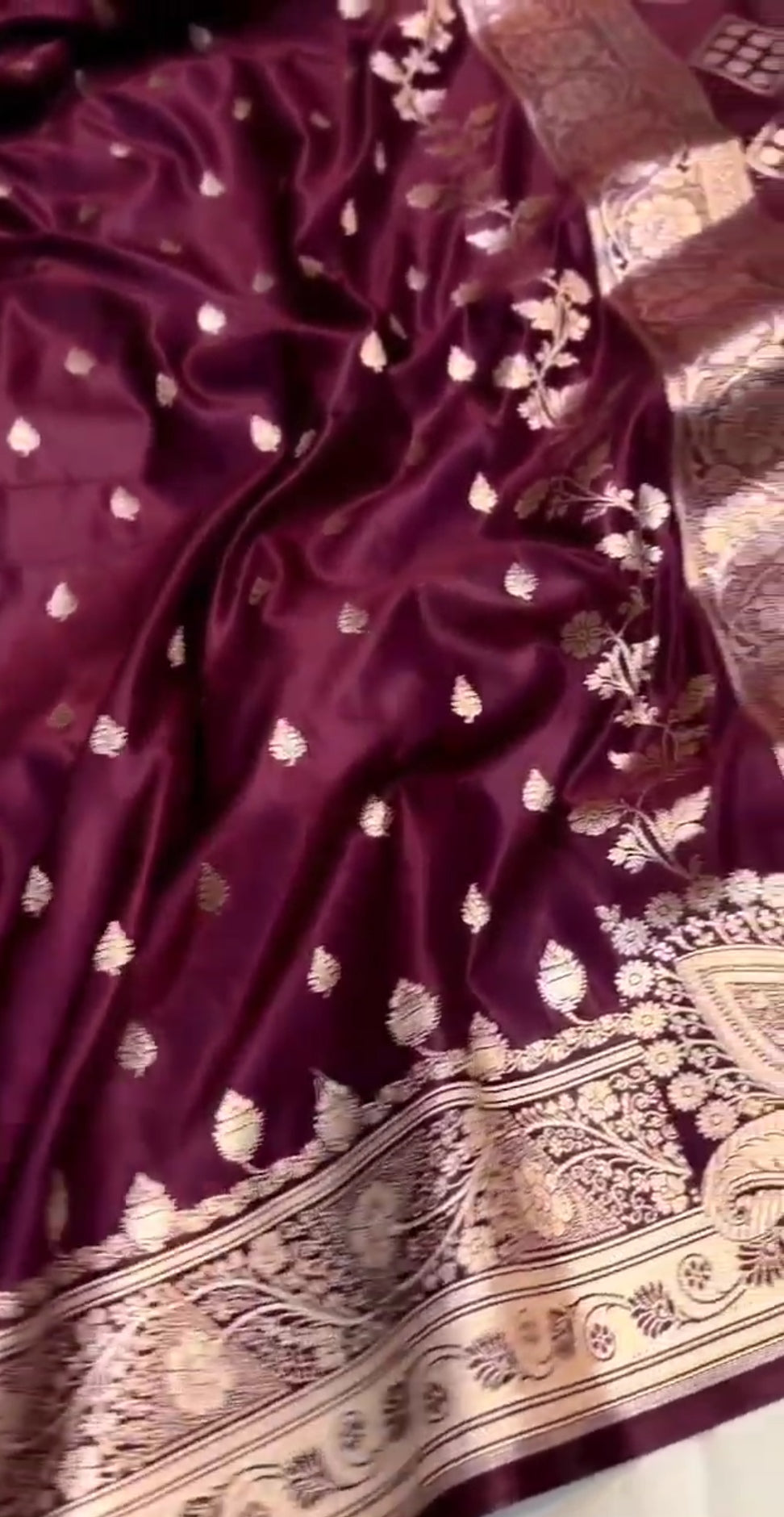 Maroon Banarasi Mashru Soft Silk Saree