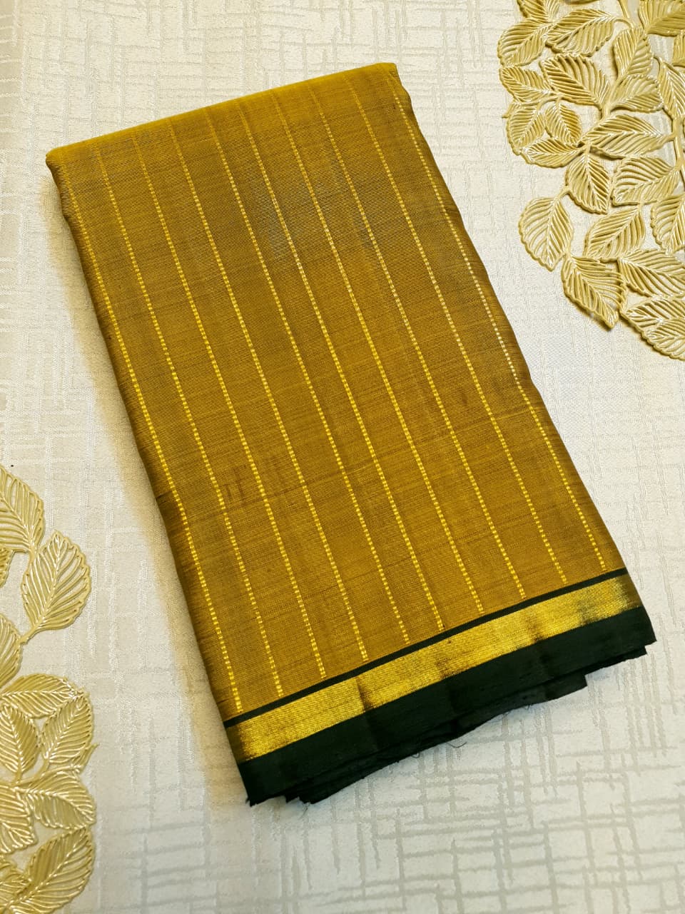Mustard Kanchipuram Handloom 2G Gold Pattu Silk Saree