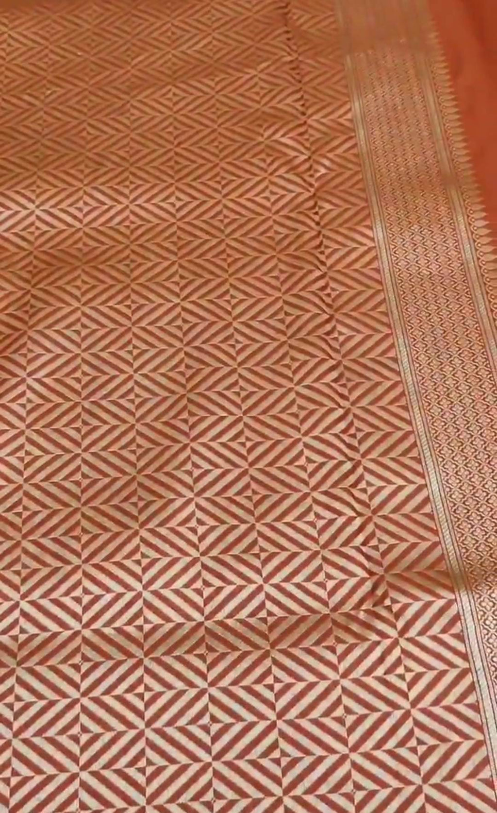 Orange  Banarasi Handloom Katan Silk Rangkaat Meenakari Saree