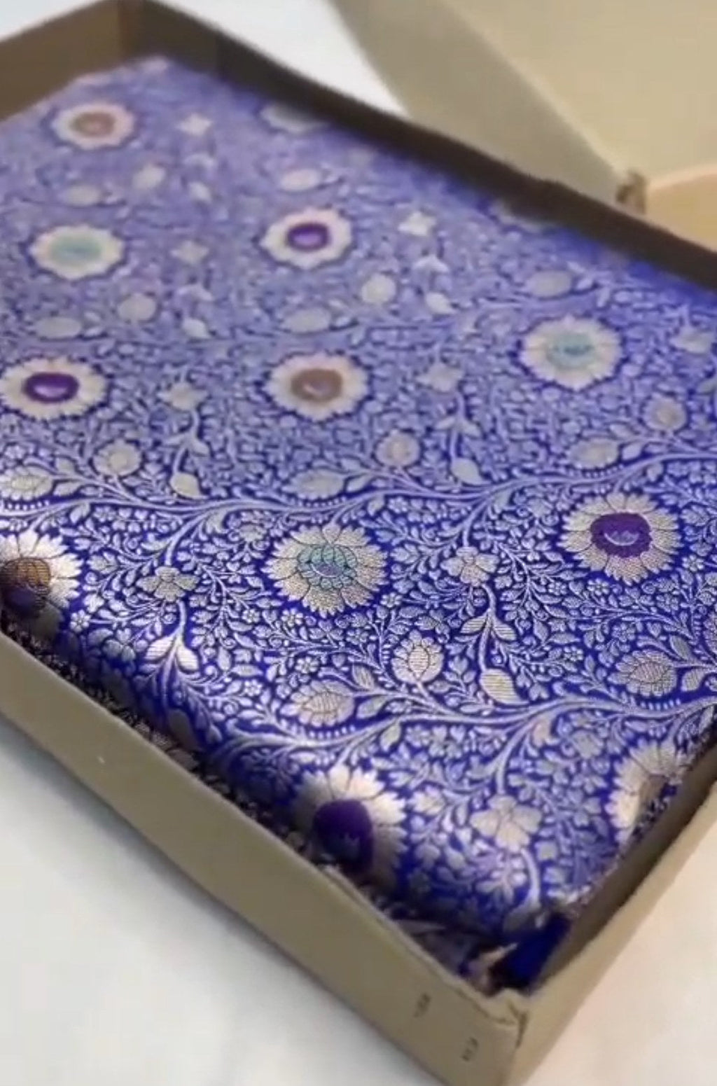 Royal Blue Banarasi Handloom Katan Silk Meenakari Saree