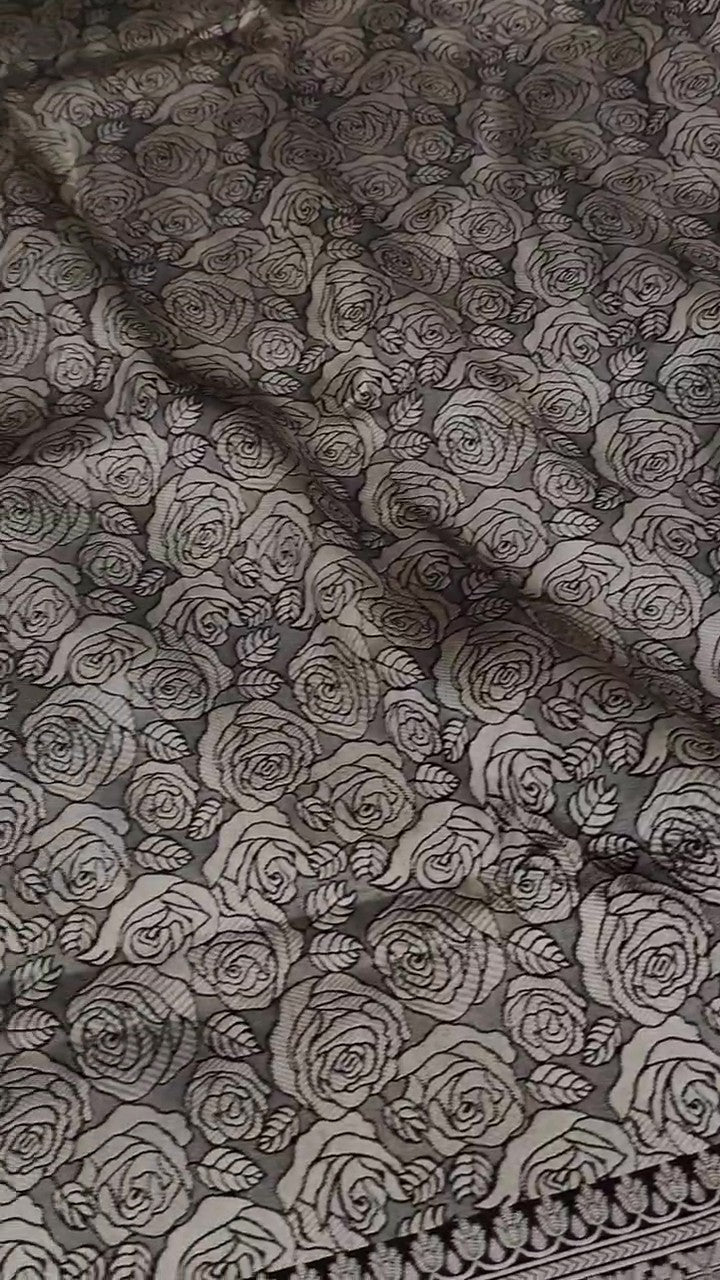 Black Banarasi Handloom Katan Silk Brocade Saree