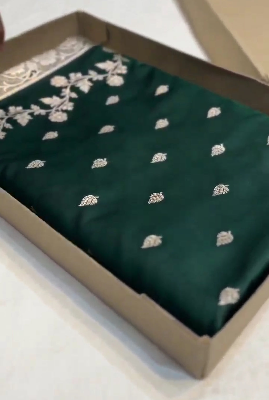 Bottle Green Banarasi Mashru Soft Silk Saree