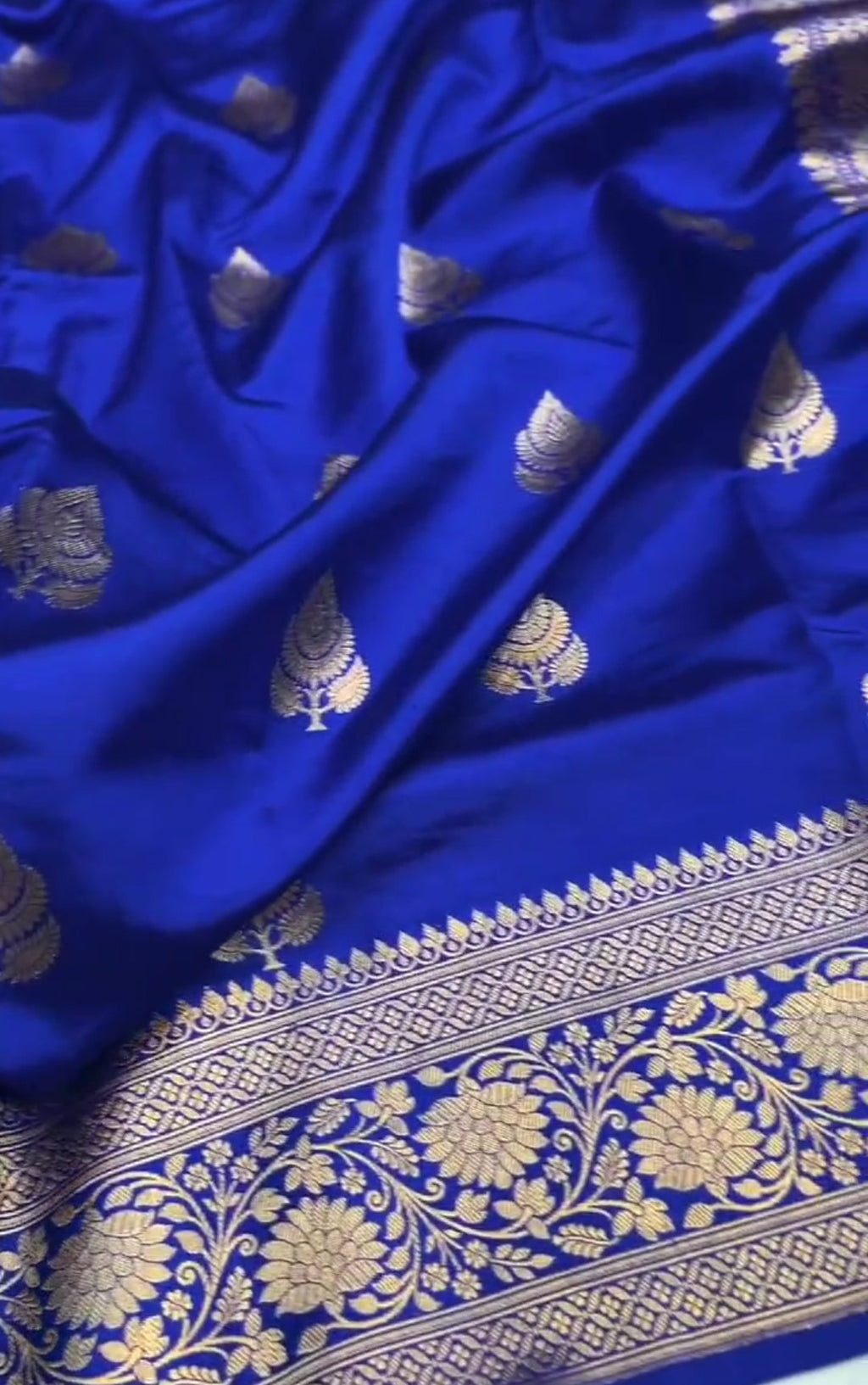 Azure Blue Banarasi Handloom Mango Silk Saree