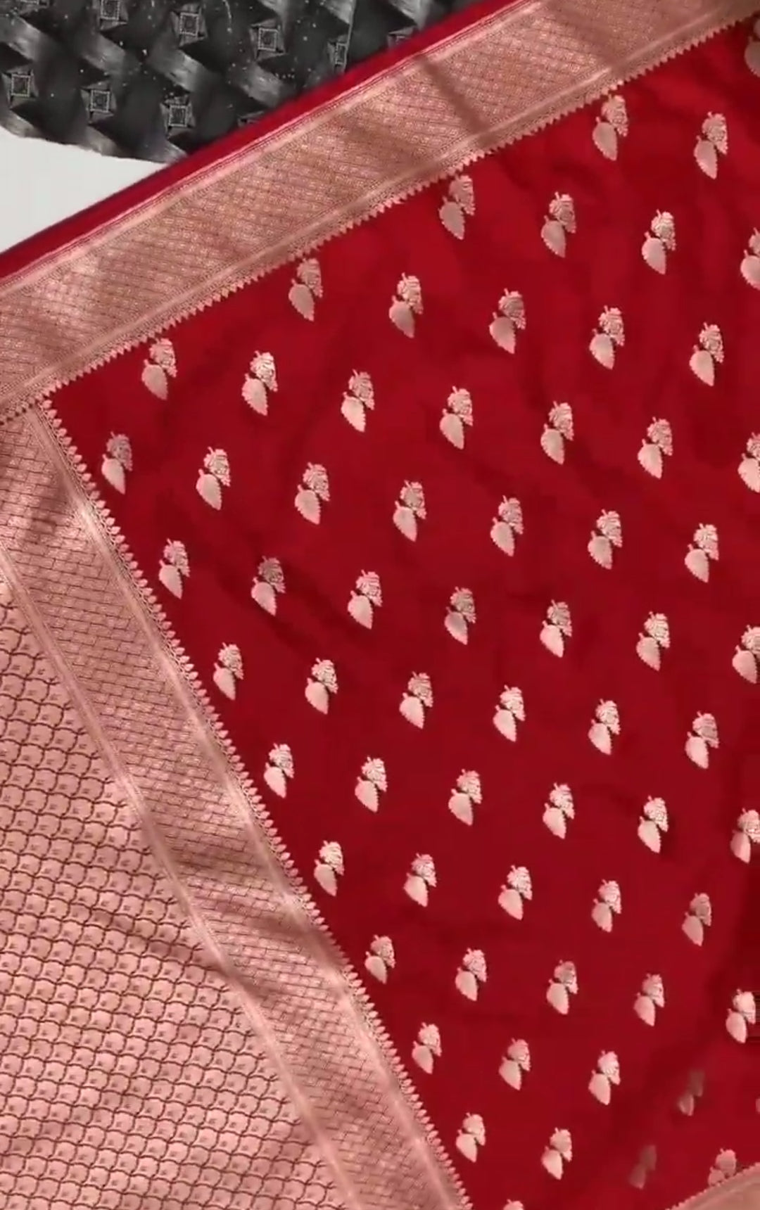 Rustic Red Banarasi Mashru Soft Silk Saree