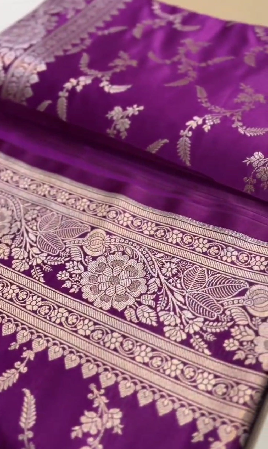 Dual Tone Purple Banarasi Mashru Soft Silk Saree
