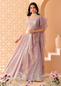 Mauve Pink Party Lehenga with Sequins & Ruffle Dupatta