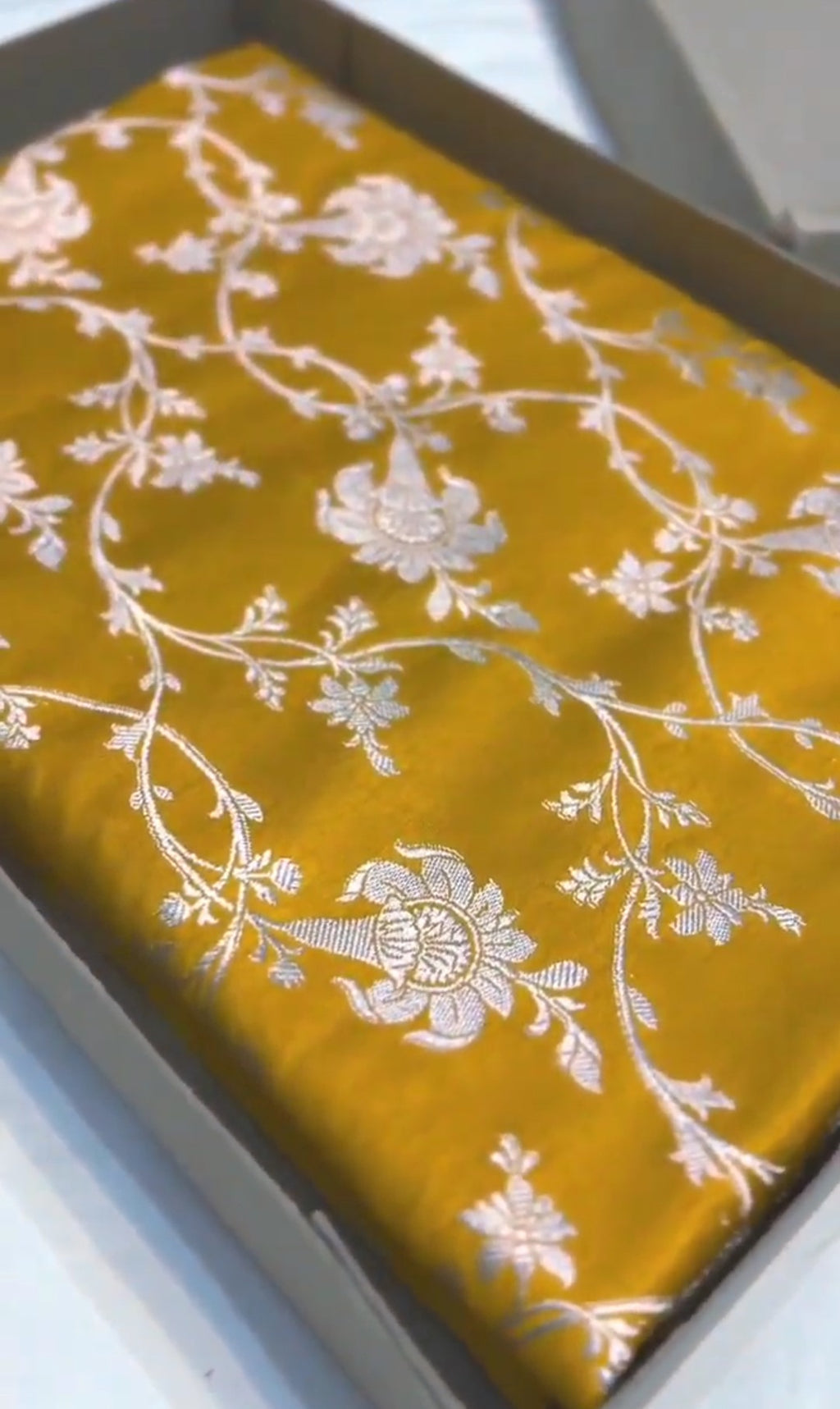 Mustard Banarasi Mashru Soft Silk Saree