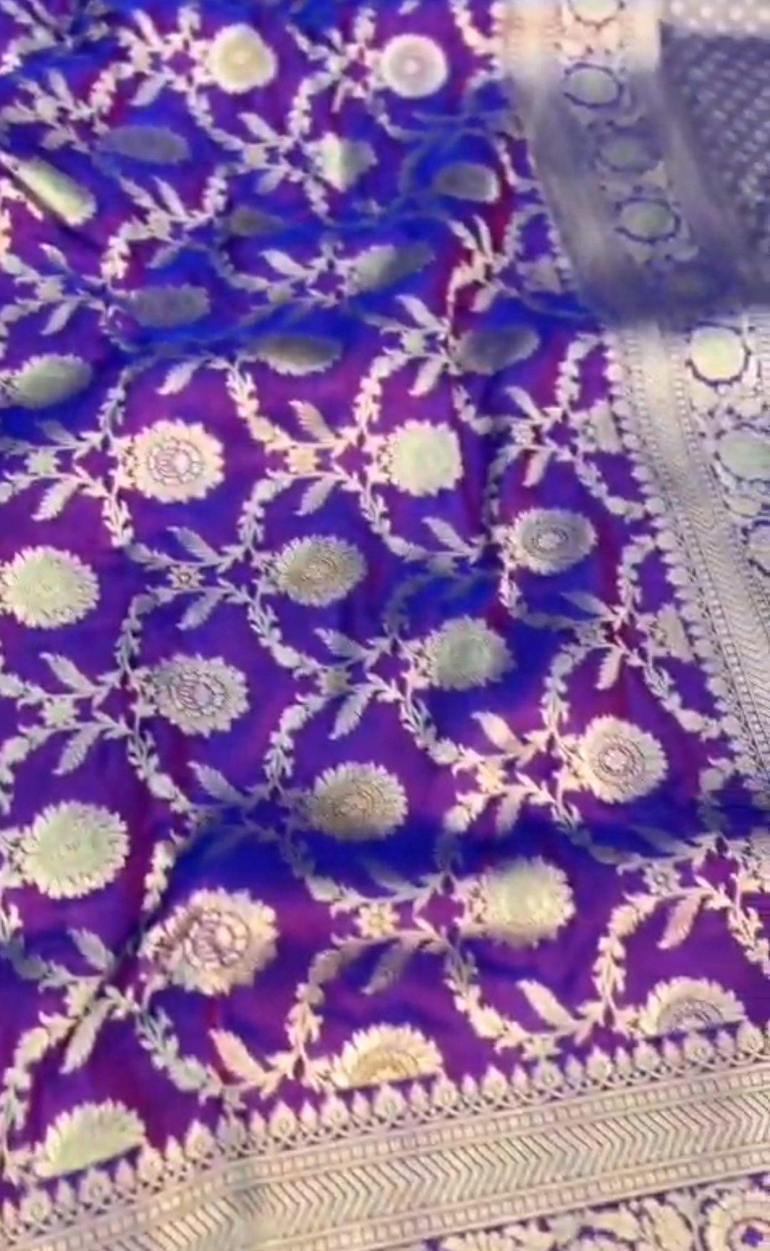 Dual Tone Lilla Banarasi Håndvæv Katan Silk Meenakari Saree
