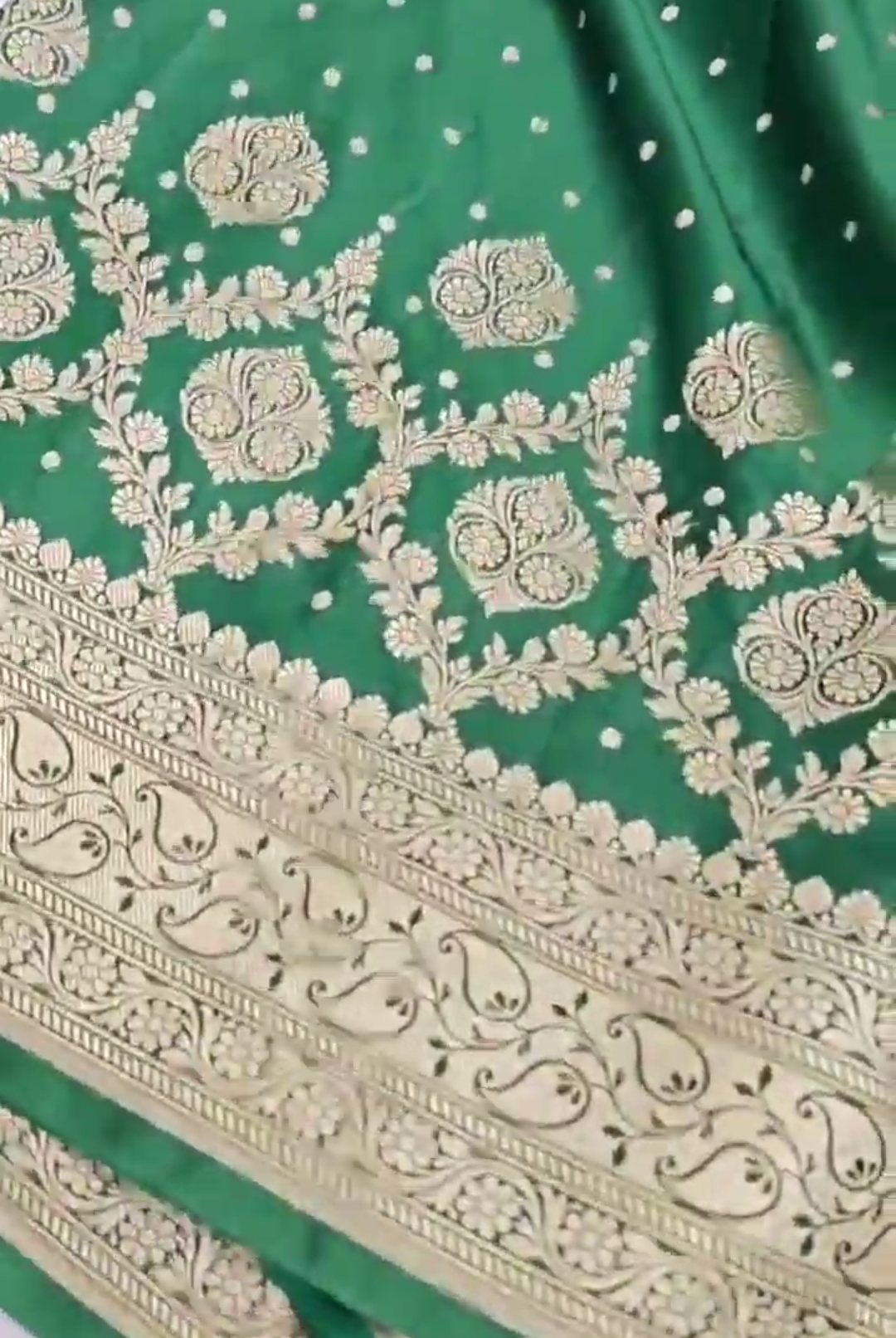 Green Banarasi Mashru Soft Silk Saree