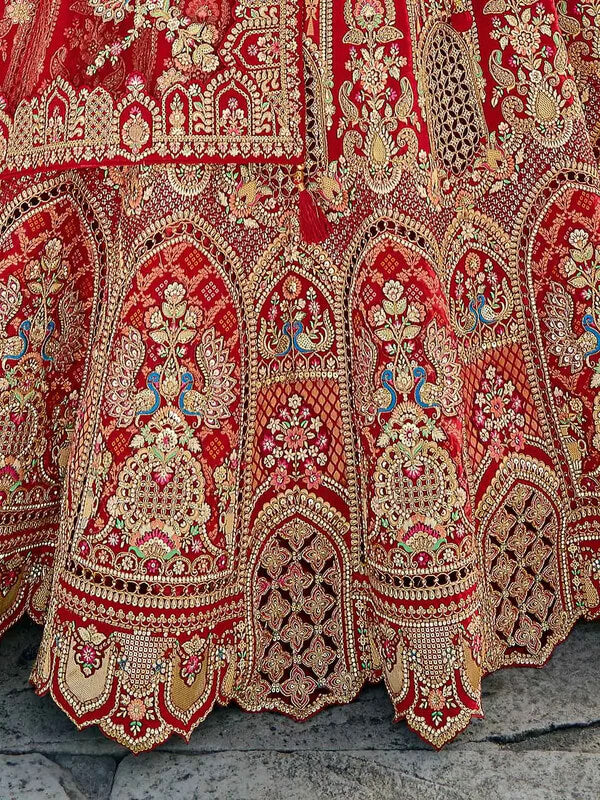 Red Designer Lehenga for Bride with Two Dupatta