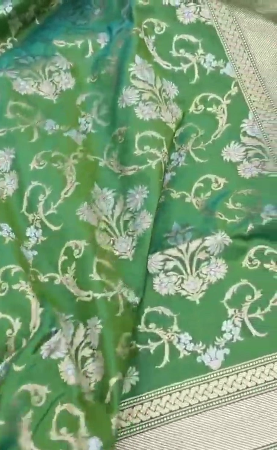 Green Banarasi Semi Katan Silk Sona Rupa Saree