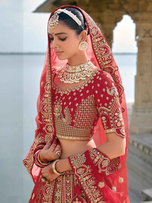 Red Designer Lehenga for Bride with Two Dupatta